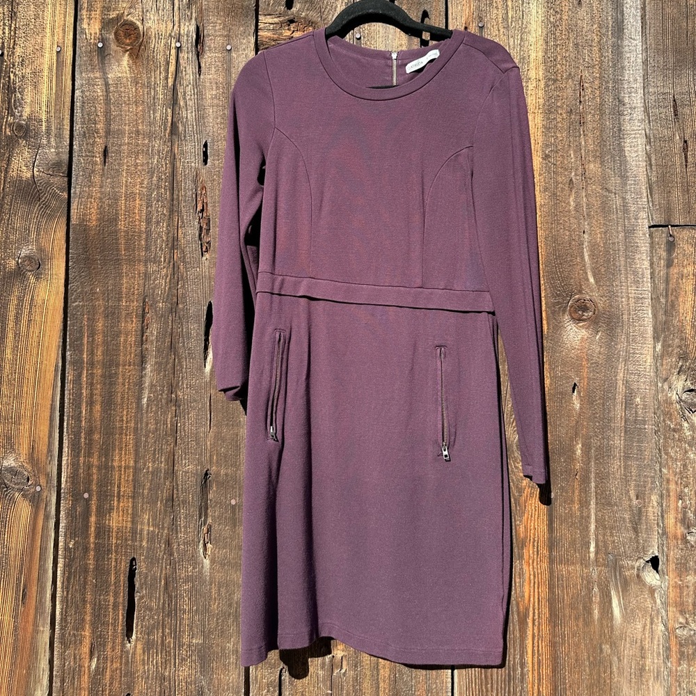 Athleta Plum Athletic Scoop Neck Zip Up Dress